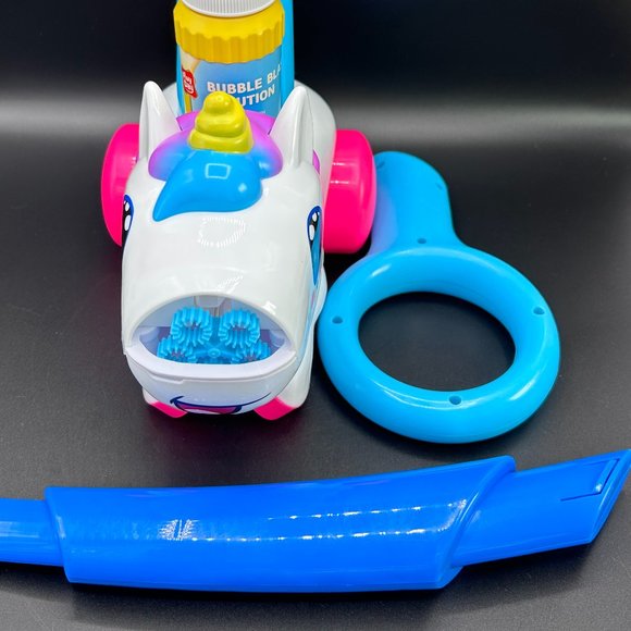 Play Day Unicorn Push Bubble Blower w/ Bubble Solution Blue White NWOB - Picture 2 of 12